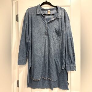 We The Free Love This Henley Top Womens Large Cozy Oversized Boho Weekend Tunic